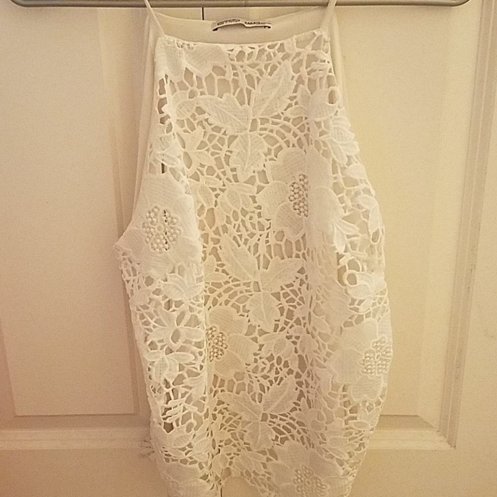Zara white lace sleeveless top (size M)